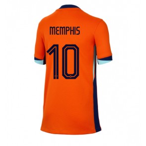 Nederländerna Memphis Depay #10 Hemmatröja Kvinnor EM 2024 Kortärmad